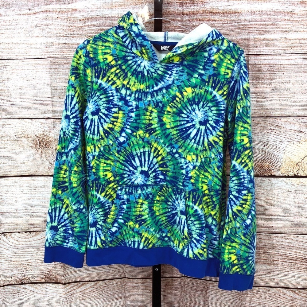 Lands' End Blue, green, and yellow Tie-Dye Hoodie Size XL